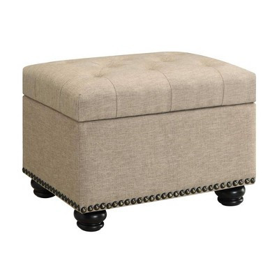 Designs4Comfort 5th Avenue Storage Ottoman Tan Fabric - Breighton Home: Linen Upholstery, Wood Frame, No Assembly Required | Target