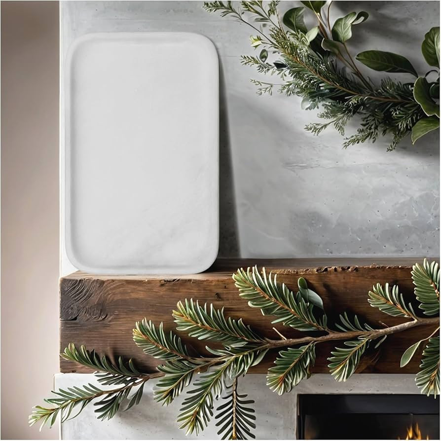 Yew & Tulip Natural Marble Tray, 14" x 8" Vanity Tray for Jewelry, Vase, Candle, Toiletries; Luxu... | Amazon (US)