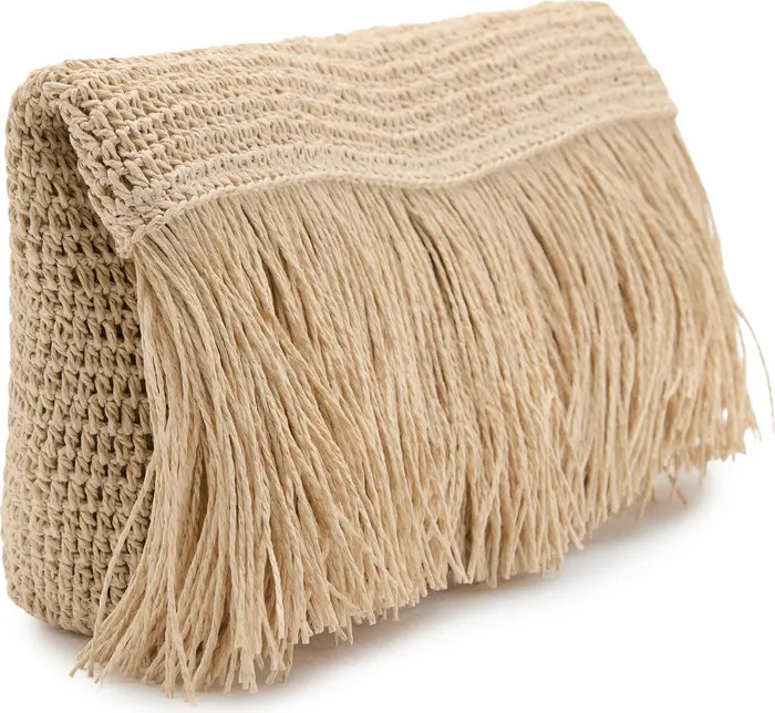 MANGO Natural Fiber Envelope Clutch with Fringe | Nordstrom | Nordstrom