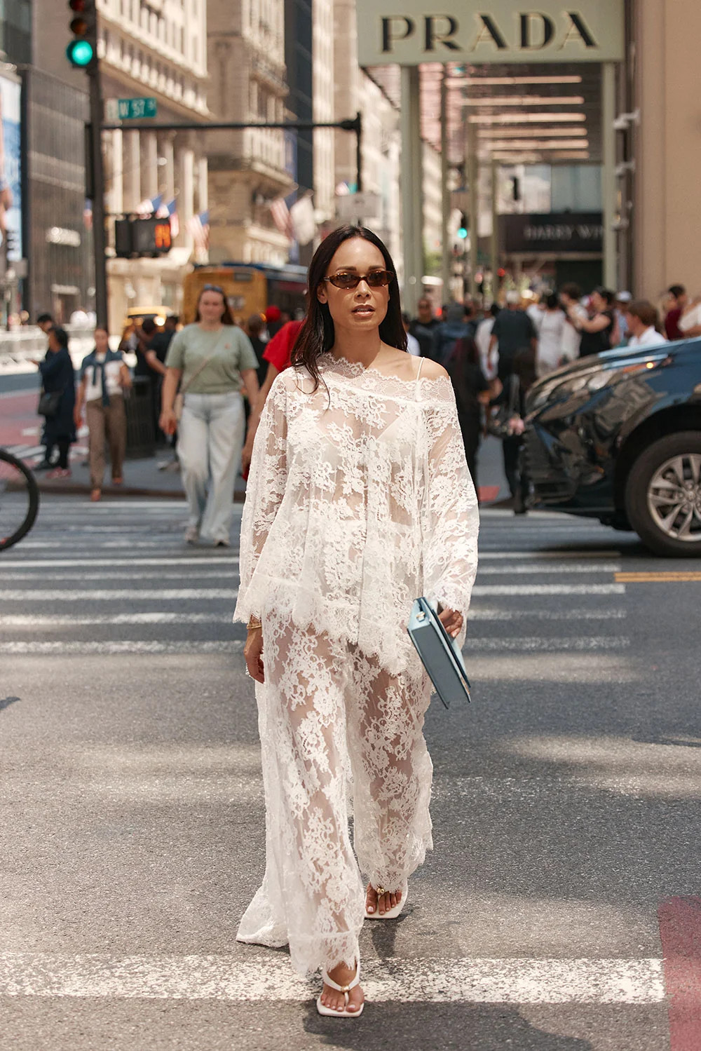 White Sheer Lace Asymmetric Vittoria Top | Sabo Skirt AU