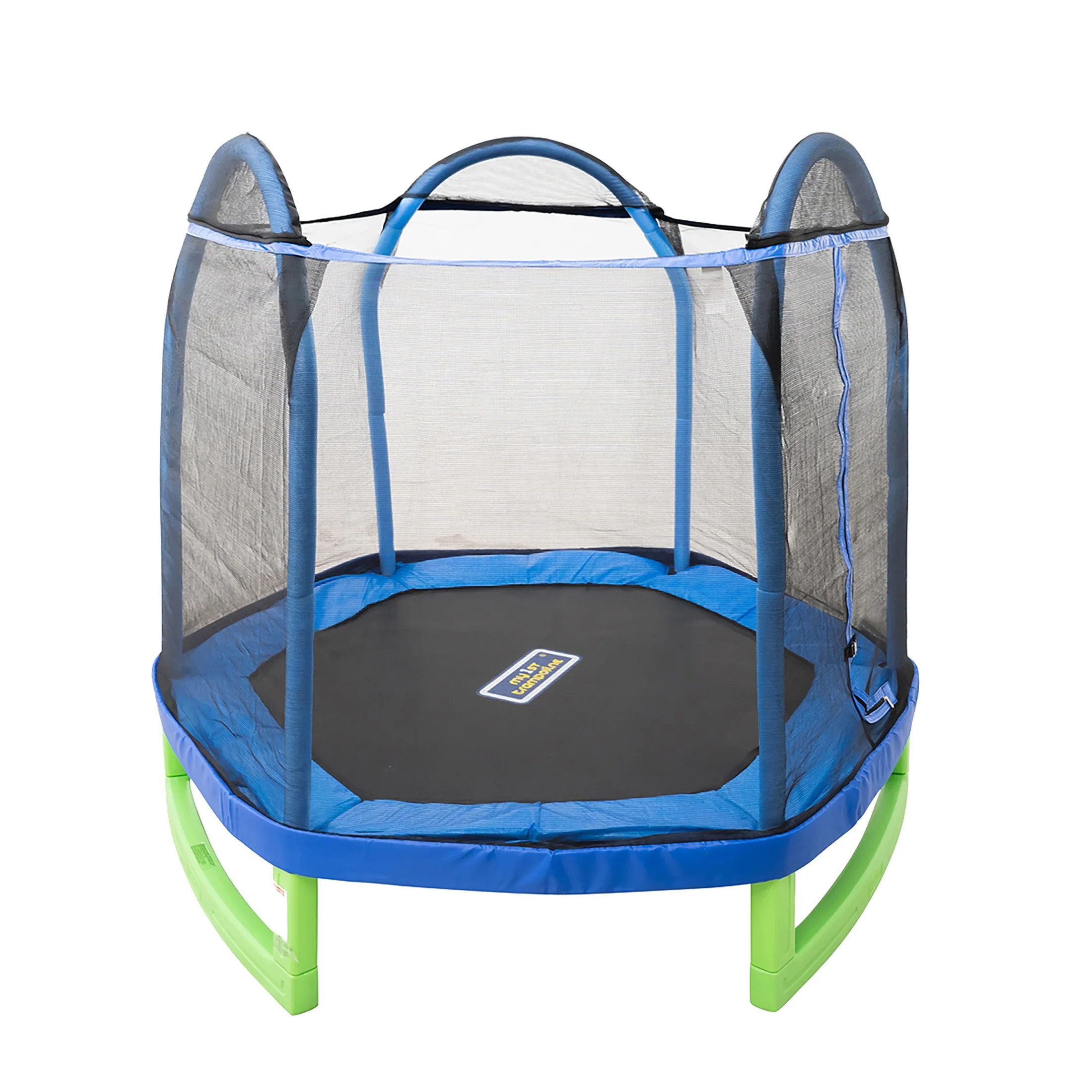 Sportspower 7' My 1st Trampoline for Kids 3-10 with Safety Enclosure Blue and Green | Walmart (US)