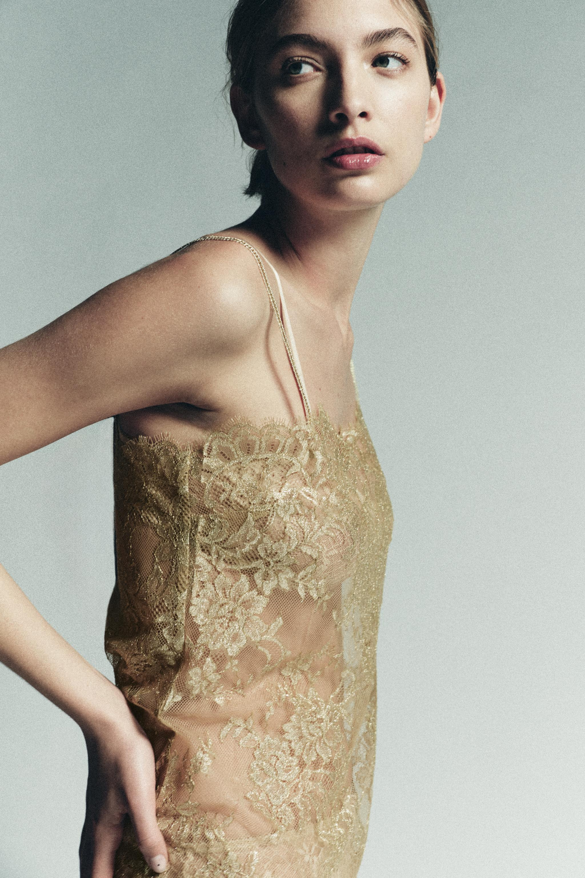 METALLIC THREAD LACE TOP | Zara US
