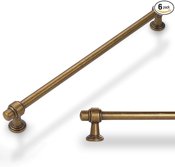 6 Pack Antique Brass Cabinet Pulls 12.6 Inch(320mm) Hole Centers Kitchen Cabinet Handles Zinc All... | Amazon (US)