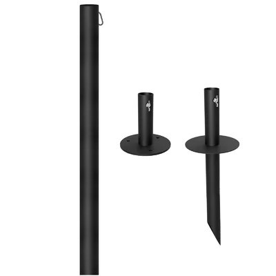 Bistro String Light Pole with Integrated Clips, Sturdy Steel Construction, Black Powder-Coat Finish, Extends Up to 10 Ft Tall | Wayfair North America