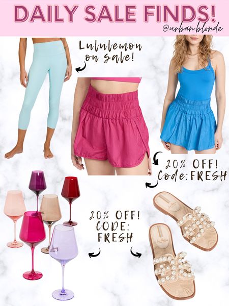Shopbop sale, free people movement sale, lululemon align leggings on sale, colored wine glasses, Sam Edelman pearl sandals 

#LTKsalealert #LTKfit #LTKunder100
