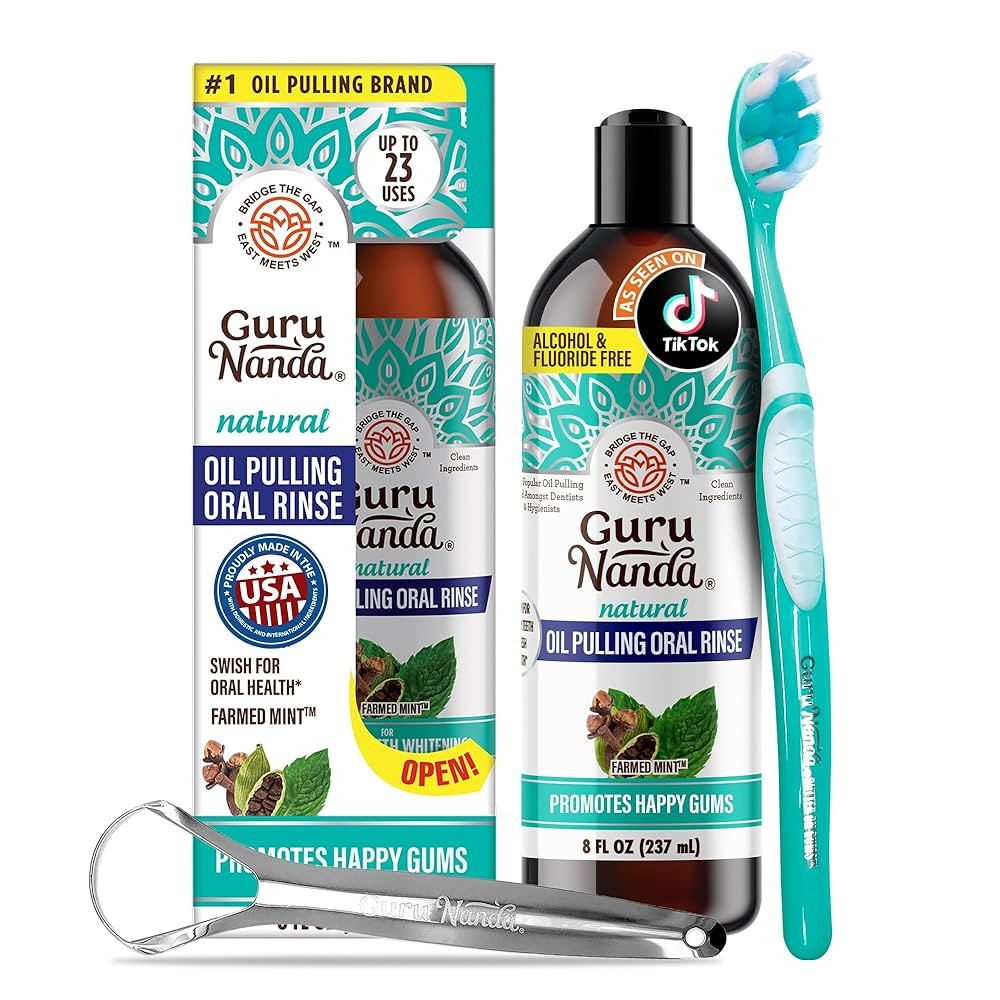 GuruNanda CocoMint Oil Pulling Mouthwash for Complete Oral Hygiene, 7 Essential Oils & Vitamins f... | Amazon (US)