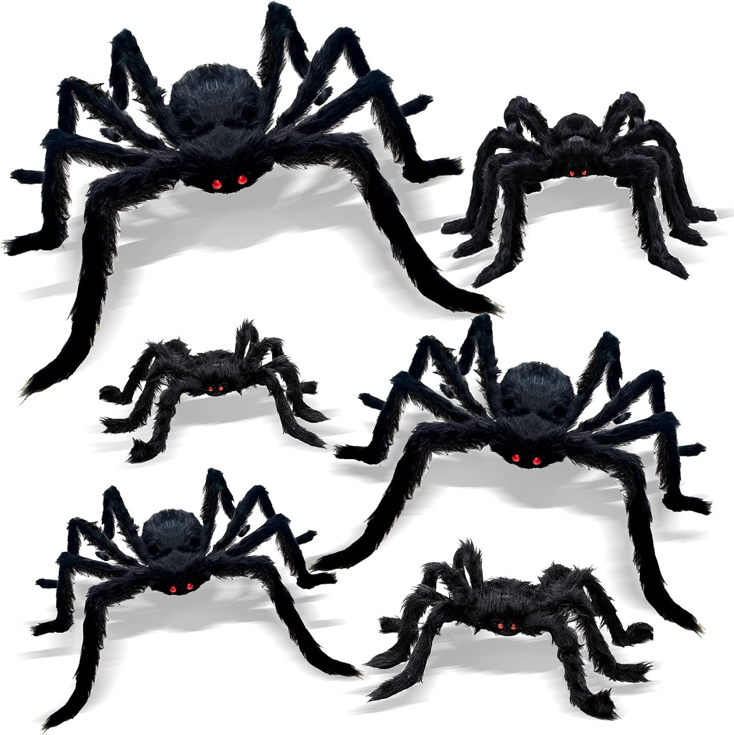 CH HAICHENG 6 Pcs Halloween Spiders Decorations, Giant Hairy Spiders Halloween Decorations Indoor Outdoor Decor | Amazon (US)