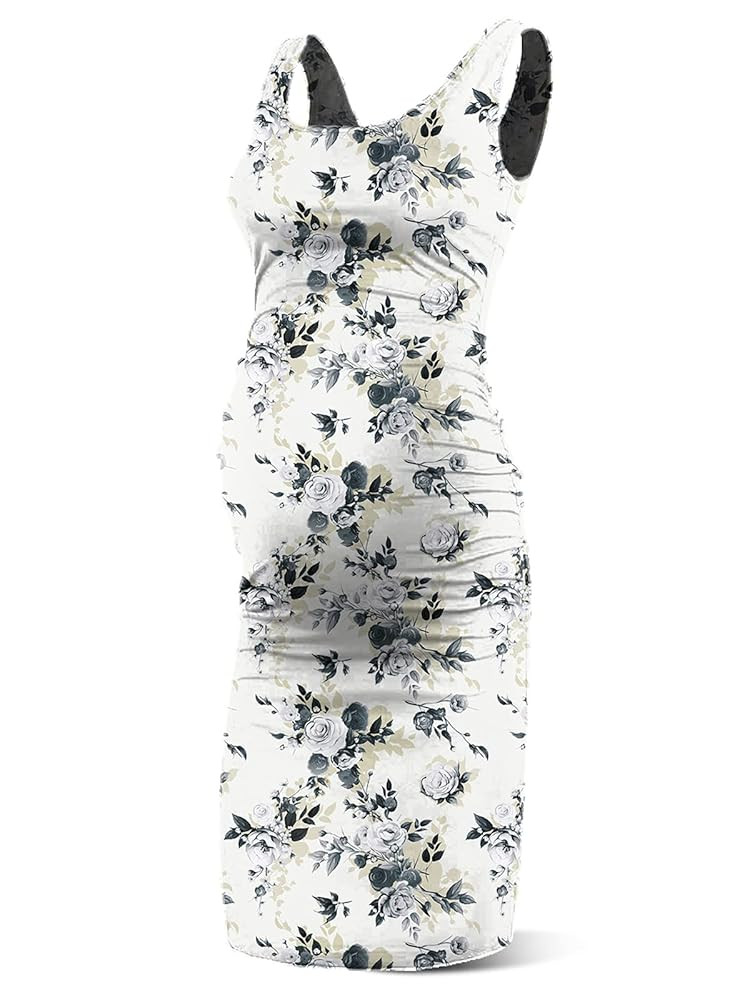 Rnxrbb S-2XL Women Summer Sleeveless Maternity Dress Pregnancy Tank Scoop Neck Mama Clothes Casua... | Amazon (US)