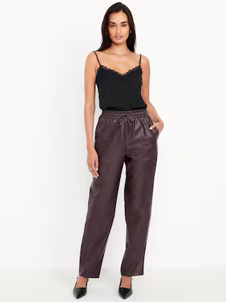 High-Waisted Billie Faux-Leather Ankle Trouser | Old Navy (US)