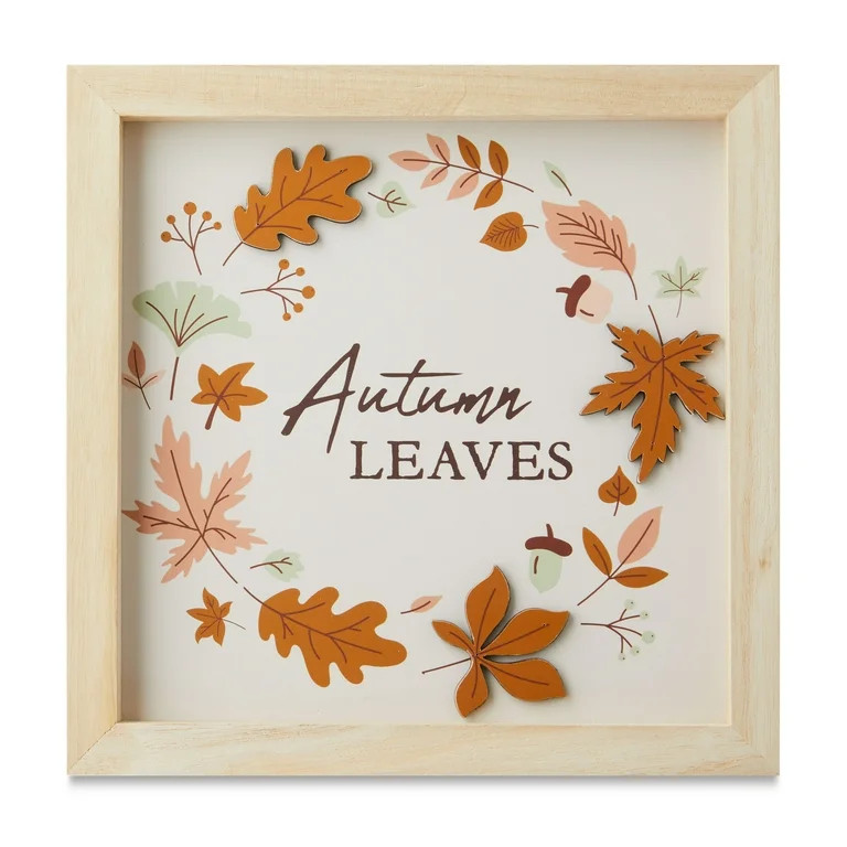 Harvest Autumn Leaves Hanging Wall Decor, 9.5" x 9.5", by Way To Celebrate | Walmart (US)