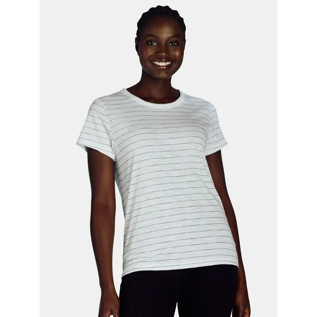Time and Tru Women’s Slub Jersey Crewneck Tee with Short Sleeves, Sizes XS-XXXL | Walmart (US)