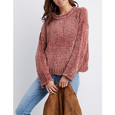 Scalloped-Trim Chenille Sweater | Charlotte Russe