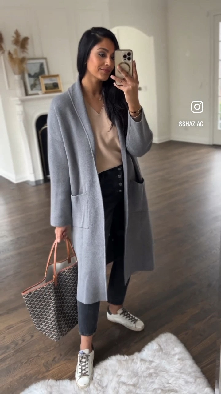 Mango Coatigan on sale for $80, sizes going fast, favorite it here on the app, and set up an instock alert. 

Mango Coatigan, straight leg jeans, mom jeans, golden goose sneakers, Goyard tote, winter outfit. 

#LTKstyletip #LTKunder100 #LTKsalealert