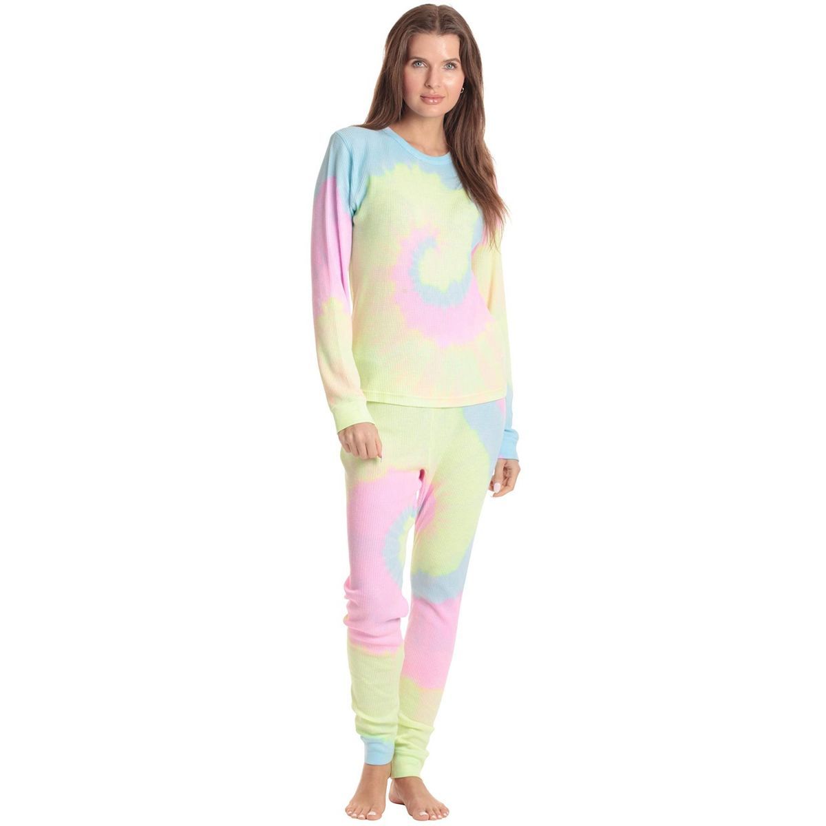 Just Love Women's Tie Dye Two Piece Thermal Pajama Set - Waffle PJ Set | Target