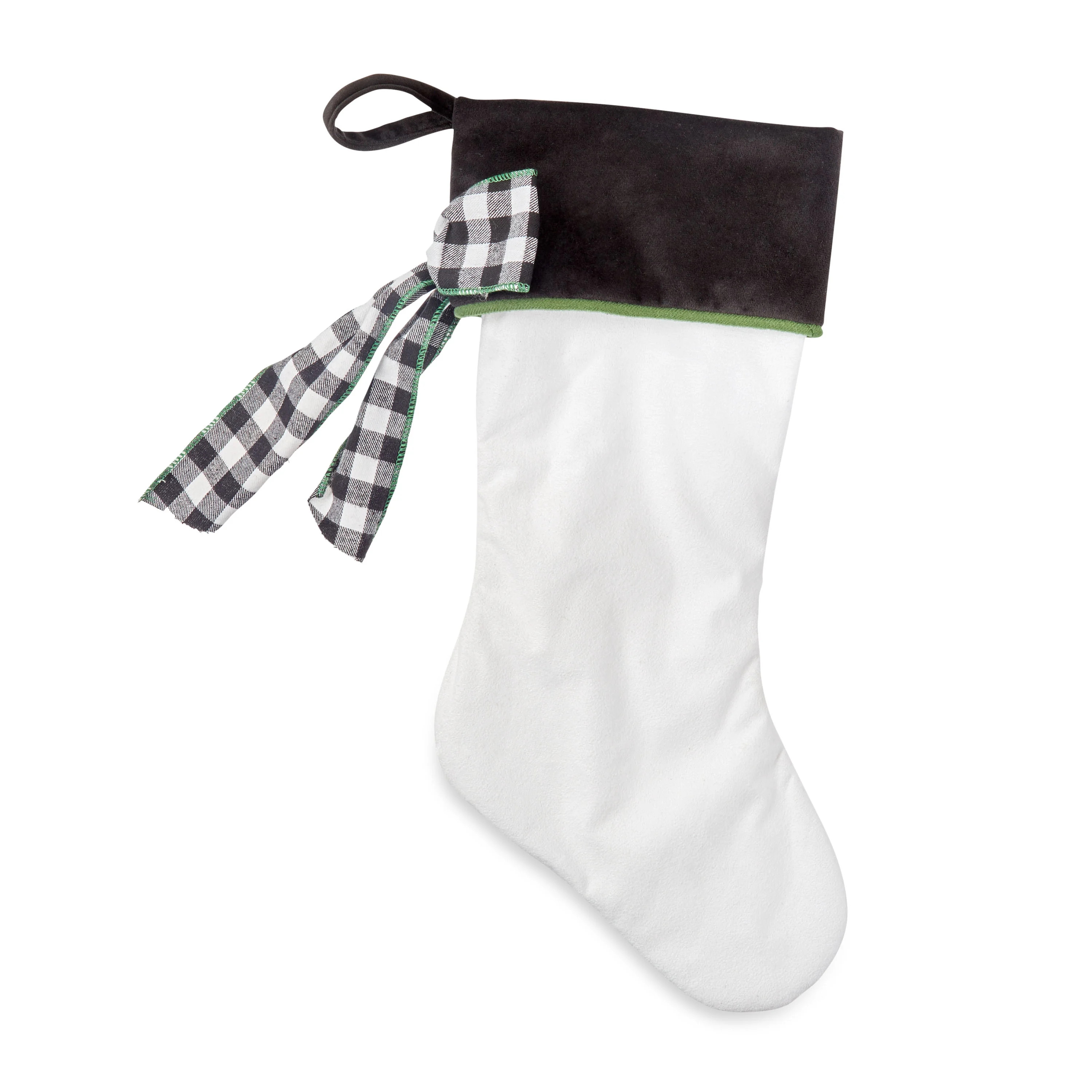 Holiday Time White Stocking with Black Cuff, 20-inch | Walmart (US)