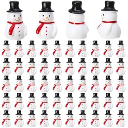 60 Pcs Mini Snowman Figurines Miniature Snowmen Figurines with Hat Christmas Micro Landscape Ornament for DIY Fairy Garden Decoration | Amazon (US)