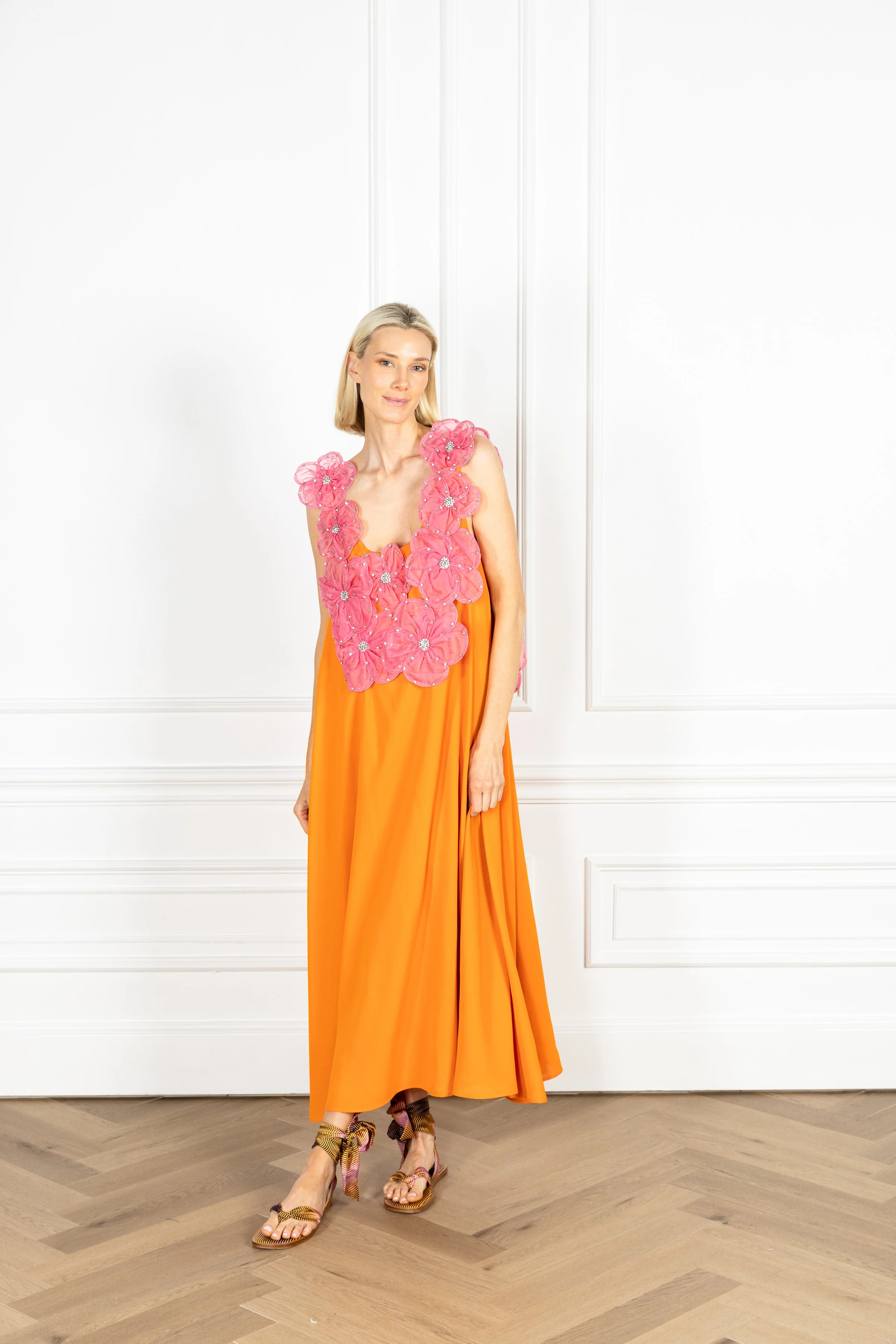 3D Jewel Florals Maxi Swing Dress | La Vie Style House