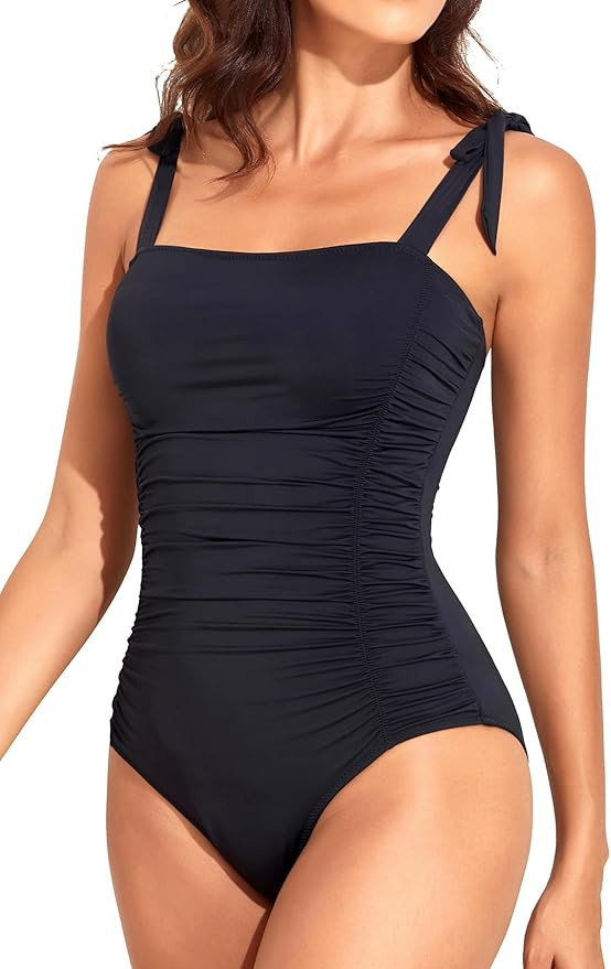 Tempt Me Women One Piece Swimsuits Ruched Slimming Bathing Suits Vintage Swimwear | Amazon (US)