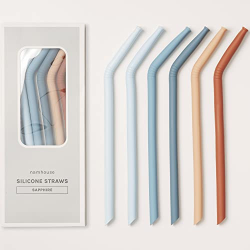 Nightingale Reusable Silicone Straws - Bendy Drinking Straw with Cleaning Brush - Collapsible and Bendable Travel Straw for Kids - Dishwasher Safe, Food-Safe - Set of 6 (Coral Multi) | Amazon (US)
