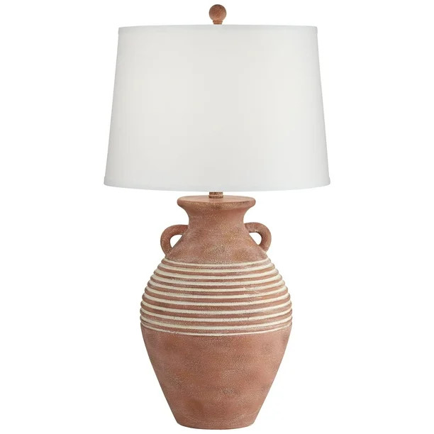 John Timberland Rustic Table Lamp Southwest 30" Tall Red Brown Sandstone Linen Drum Shade for Liv... | Walmart (US)