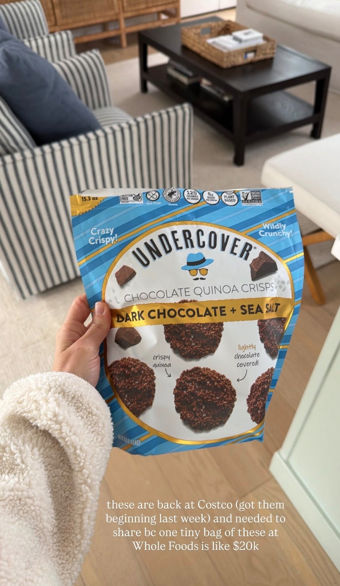 [2/20/26] i usually buy these dark chocolate + sea salt quinoa crisps at wholefoods, but found them at costco for cheaper! they are the perfect snack and so tasty! linking them from amazon! 

#LTKSeasonal #LTKHome #LTKfoodie