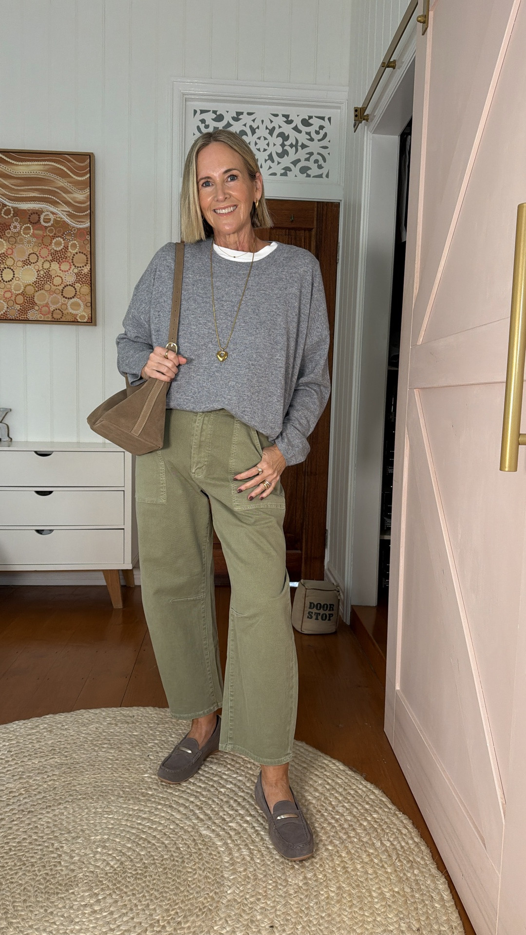 Sizing details:
Tee: L
Knit: 12
Jeans: 30 (this is a high waist style - I intentionally sized up to wear lower on waist)

Shoes: FRANKIE4 Foxx loafers 
Necklace: Gimme

#LTKaustralia #LTKwinter #LTKover50style