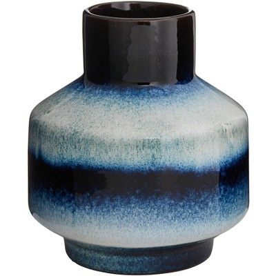 Studio 55D Modern 6 1/2" High Blue and Cream Ceramic Vase | Target