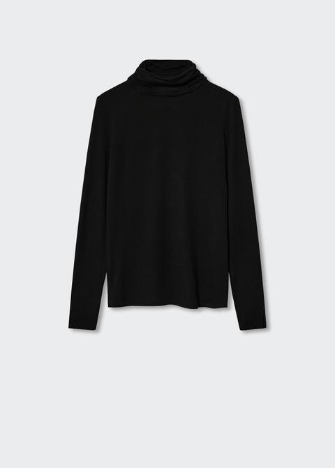 Draped turtleneck t-shirt -  Women | Mango United Kingdom | MANGO (UK)