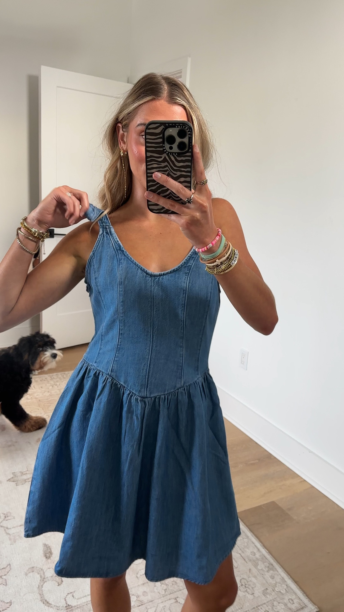 @Wrangler size small A dreamy denim statement piece designed to flatter from every angle—our Women’s Princess Waist Denim Tank Dress gives you that timeless true‑blue vibe in a silhouette made to steal the spotlight. Its scoop‑neck bodice is shaped with vertical seams and a comfortable smocked back offers a fit that hugs just right without holding you back. Below the waist, a gently shirred skirt adds effortless elegance and movement. And it's crafted from a soft cotton‑Lyocell blend for style that looks just as good as it feels

#LTKootd #LTKdayinmylife #LTKSeasonal