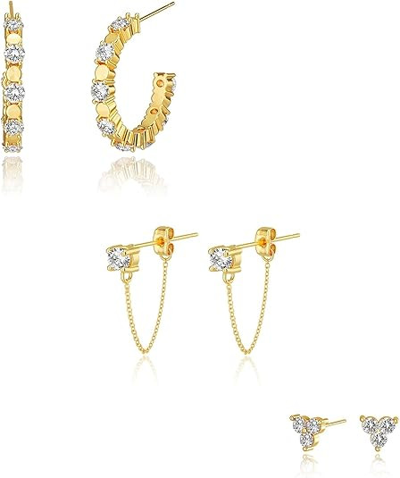 Gold Hoop Earrings for Women - Chunky Earrings 14K Gold Plated Earrings Trendy Hoops Small Thick ... | Amazon (US)