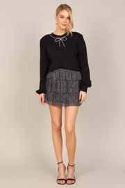 Taylor Rhinestone Bow Knit Sweater - Black | Petal & Pup (US)