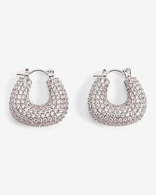 Mini Rhinestone Pave Hoop Earrings | Express