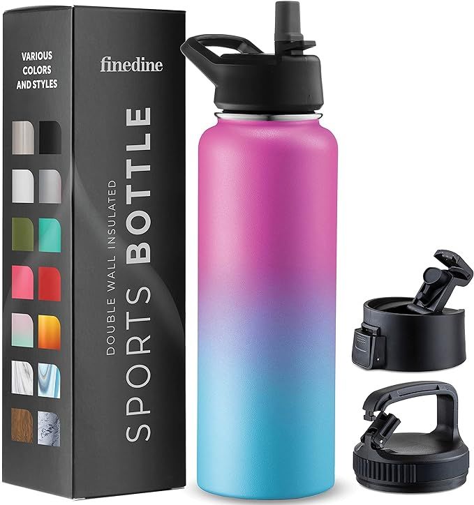 Triple-Insulated Stainless Steel Water Bottle with Straw Lid - Flip-Top Lid - Wide-Mouth Cap (25 ... | Amazon (US)