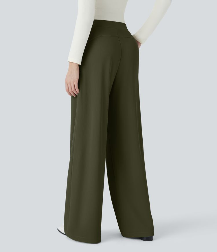 Women’s Halara Flex™ High Waisted Body Sculpt Waist-Slimming Side Pocket Wide Leg Micro Waffl... | HALARA