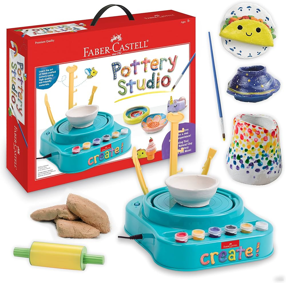 Faber-Castell Pottery Studio - Kids Pottery Wheel Kit for Ages 8+, Complete Pottery Wheel and Pai... | Amazon (US)