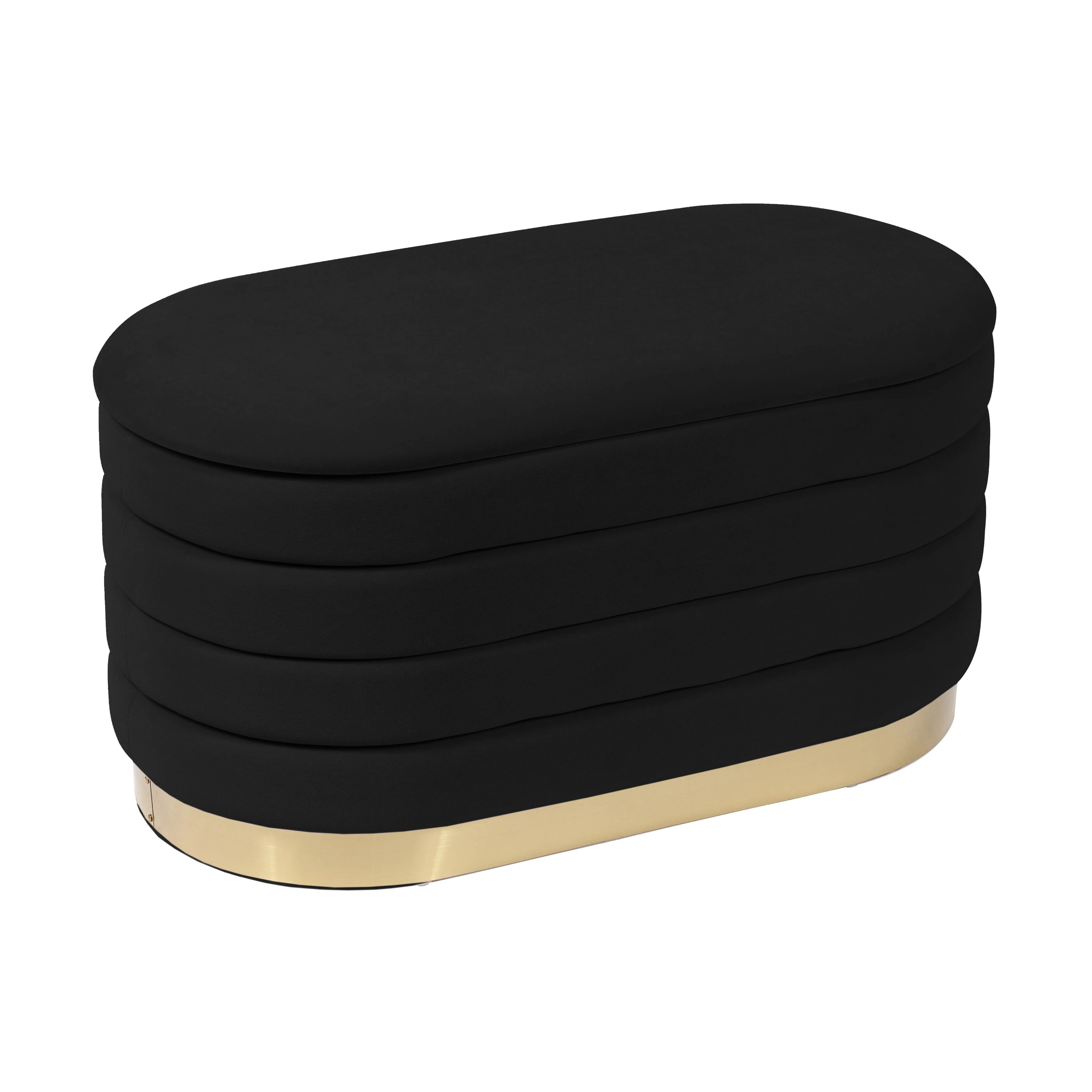 TOV Furniture Lillian Black Velvet Storage Bench with Gold Base | Walmart (US)