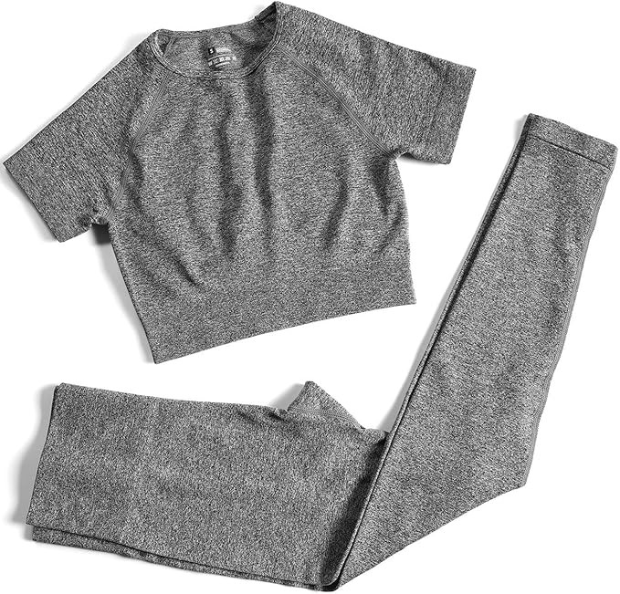 Workout Sets for Women Two Piece Outfits Seamless High Waist Leggings Yoga Crop Tops Athletic Spo... | Amazon (US)