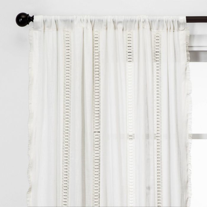 Lace Trim Light Filtering Curtain Panel - Opalhouse™ | Target