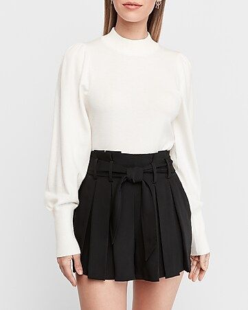 High Waisted Sash Tie Pleated Shorts | Express