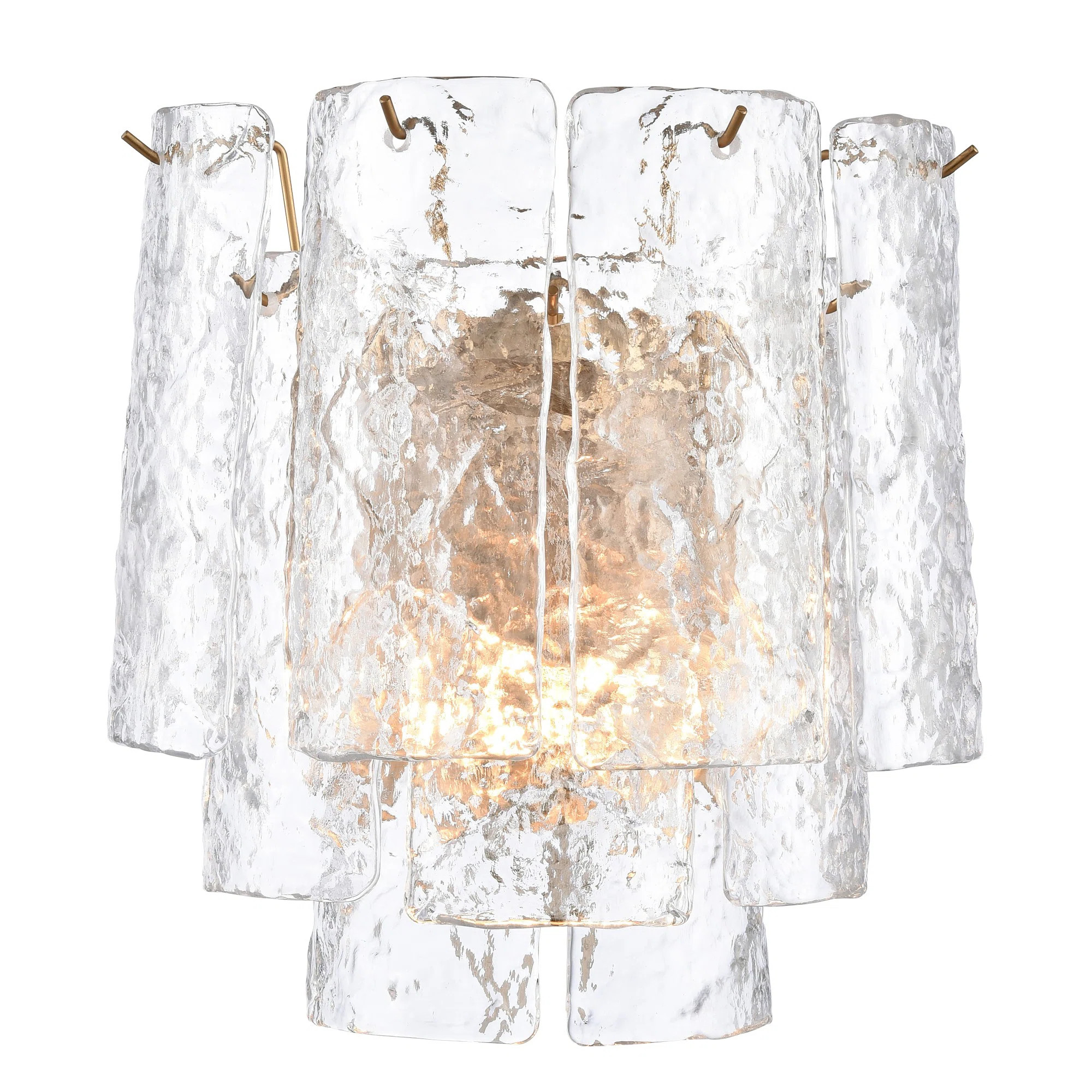 Everly Quinn 13 inches Fire and Ice Wall Sconce in Lacquered Gold with textured Glass | Wayfair | Wayfair North America