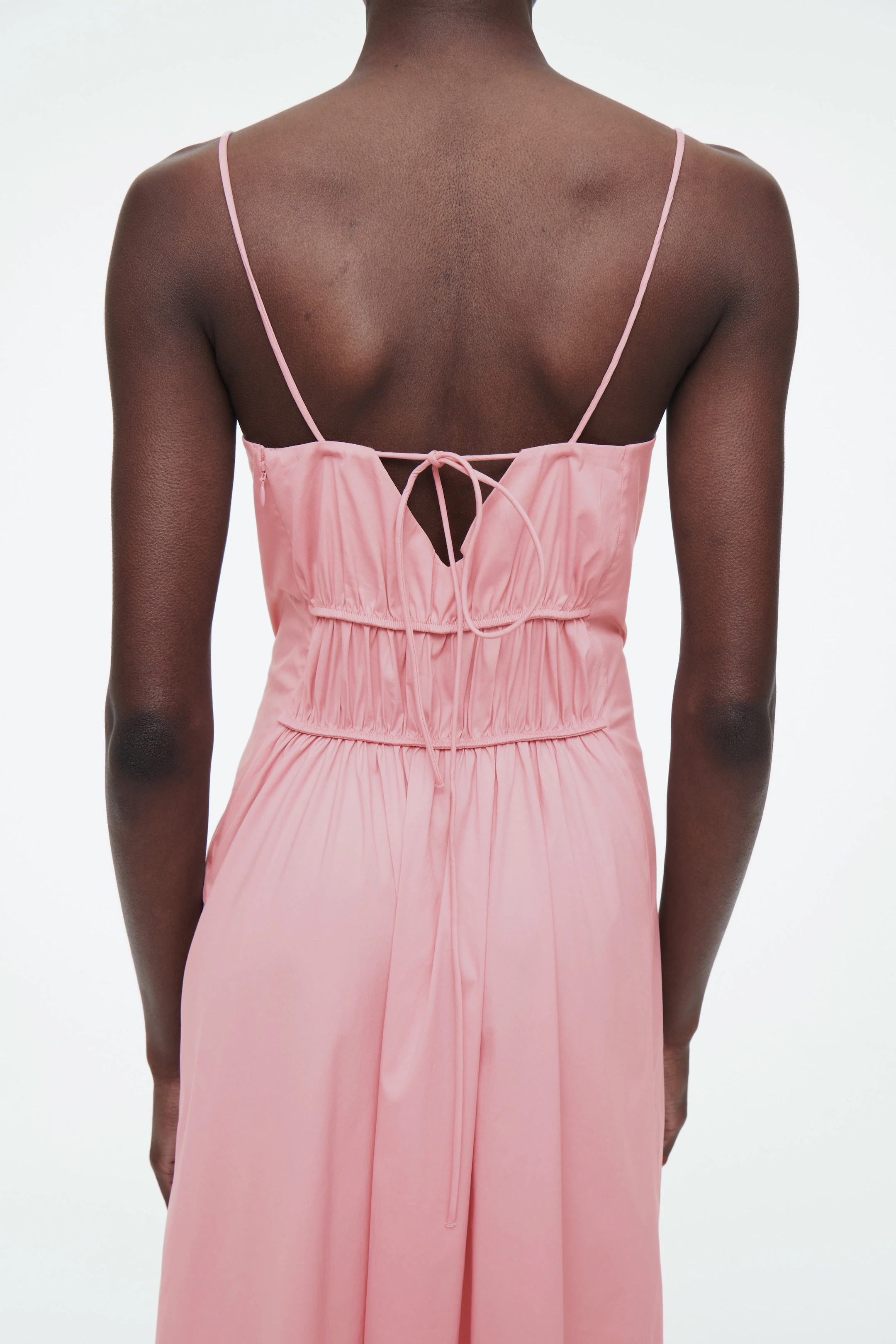 GATHERED-WAIST MIDI DRESS - PINK | COS (EU)