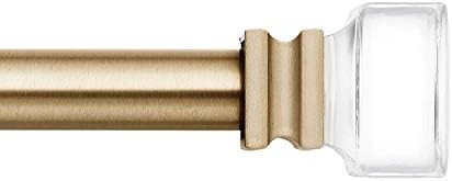 MODE Premium Collection Single Curtain Rod Set with Clear Square finials - 72 to 144 in, Gold | Amazon (US)