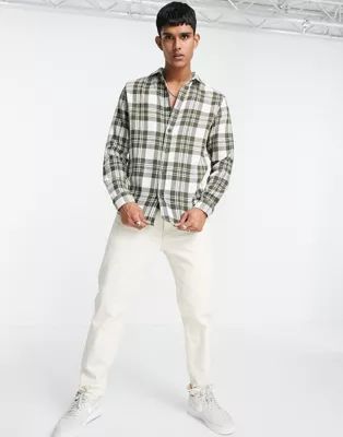 River Island twill check shirt in khaki | ASOS (Global)