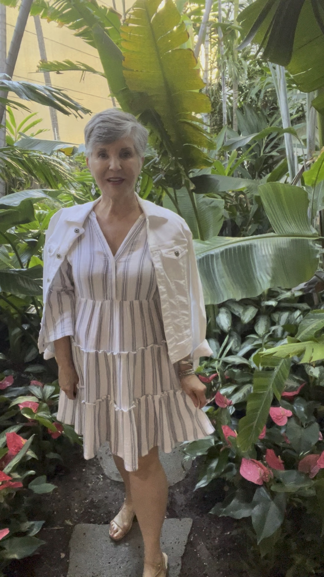 If you are always HOT 🥵 in your summer and vacation looks, BUY THIS DRESS NOW! It’s such a cute 100% gauze dress that I bought at the end of the summer last year from Land’s End. Imagine my delight when I found THE EXACT SAME DRESS today on @amazonfashion. This dress is so pretty! It’s tiered, but it isn’t too much. (I think so many of these tiered dresses look like a shepherdess!). The v-neckline is not too low and the sleeves are gently bell-shaped. 
I added a white jean jacket (which looks so cute just draped over my shoulders). Perfect for a dinner out with Mr. G.Q. My sandals are flat and nude; so versatile and easy to wear for walking to the restaurant. Lastly, the gauze dress packs so well with no wrinkling for the win 🏅!

#LTKFindsUnder50 #LTKTravel #LTKWatchNow