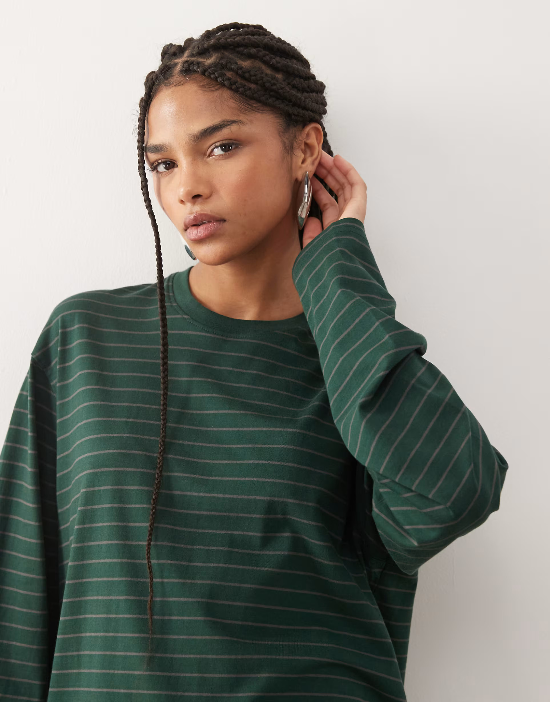 Weekday - Boxy T-shirt met lange mouwen in groen met strepen, exclusief bij ASOS | ASOS (Global)