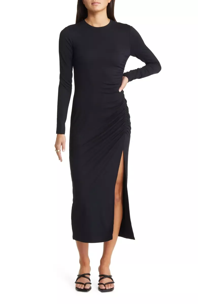 Nordstrom ruched best sale long sleeve dress