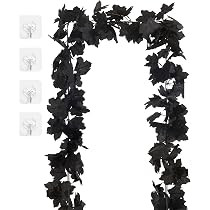 13 FT Black Garland Halloween 2pcs Artificial Black Maple Leaf Garlands Fall Leaves Vines for Aut... | Amazon (US)