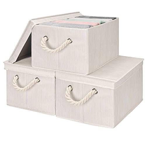 StorageWorks 32L Storage Bins with Lids, Decorative Storage Boxes with Lids and Cotton Rope Handles, | Amazon (US)