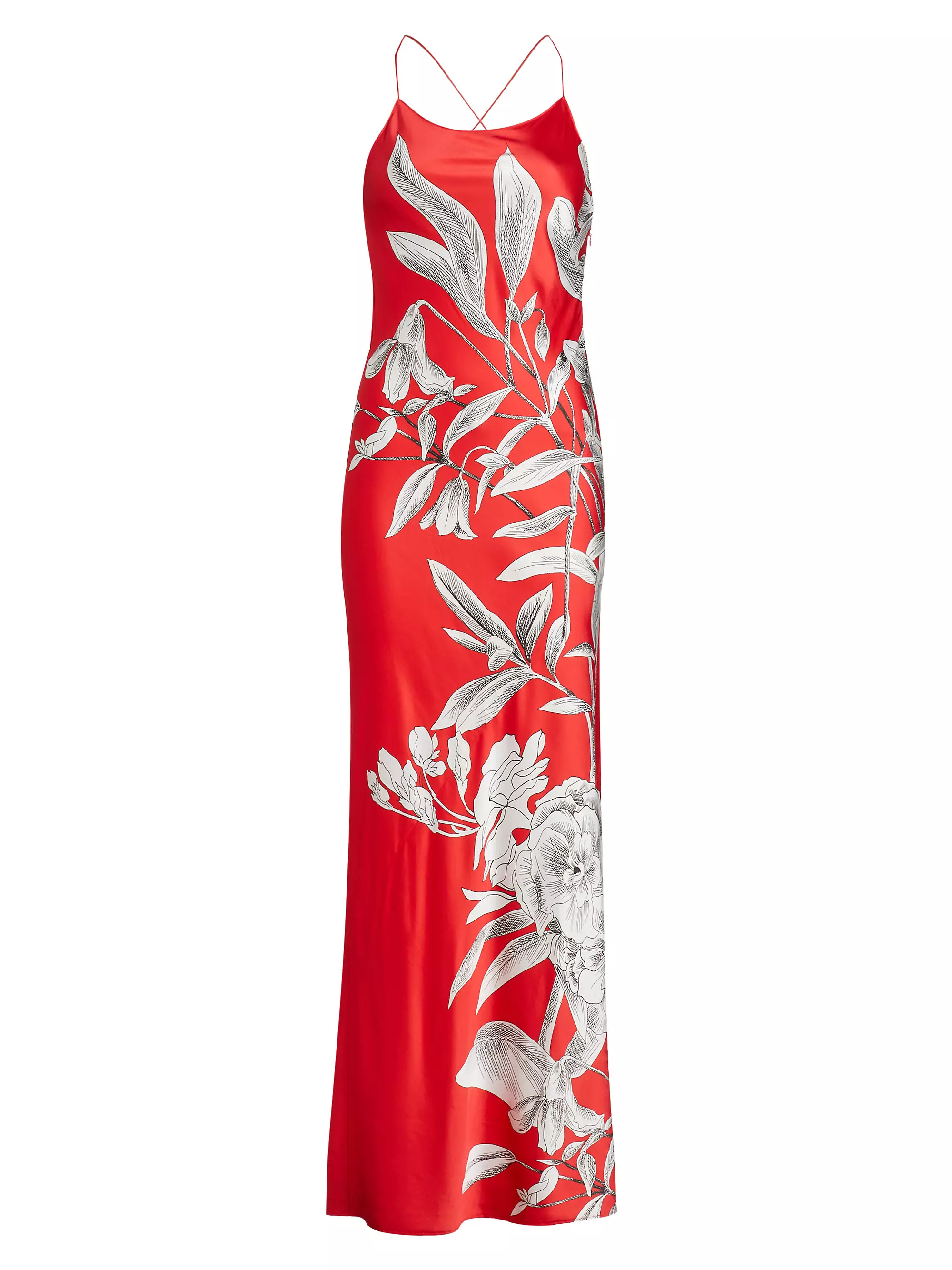 Shop Alice + Olivia Paloma Floral Satin Maxi Dress | Saks Fifth Avenue | Saks Fifth Avenue