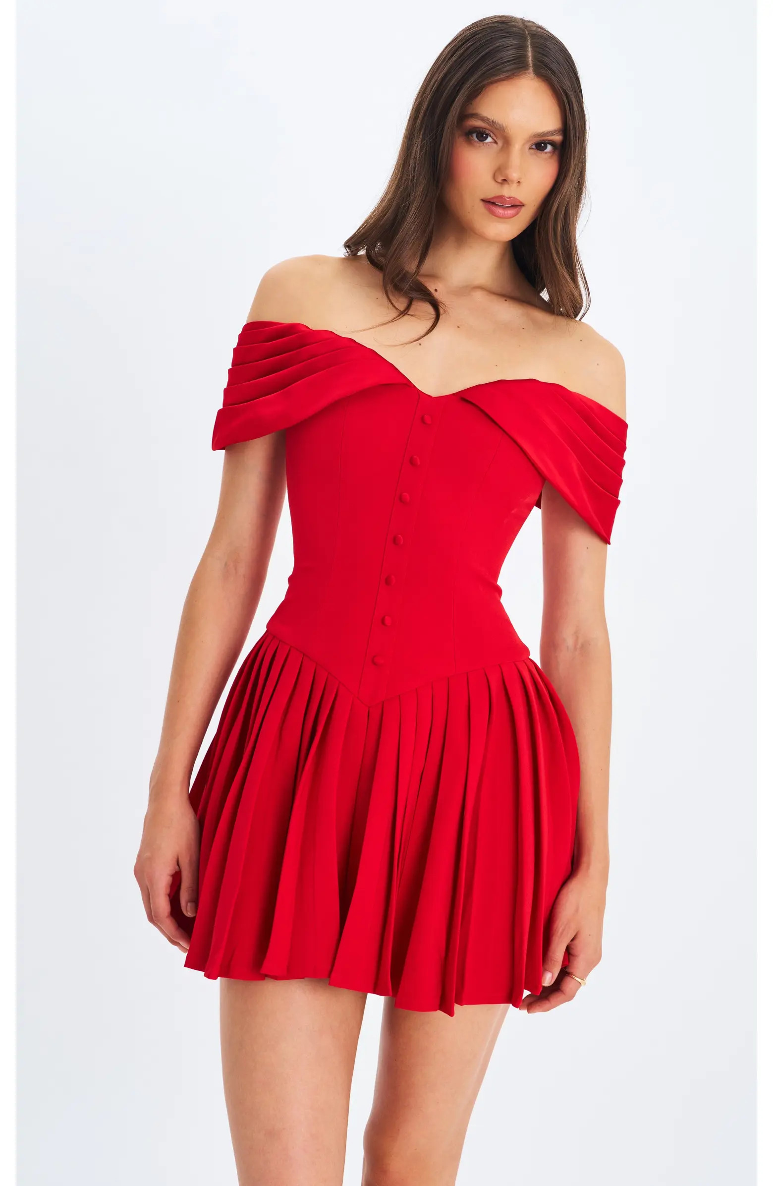 Narelle Off-Shoulder Sweetheart Drop Waist Mini Dress | Nordstrom